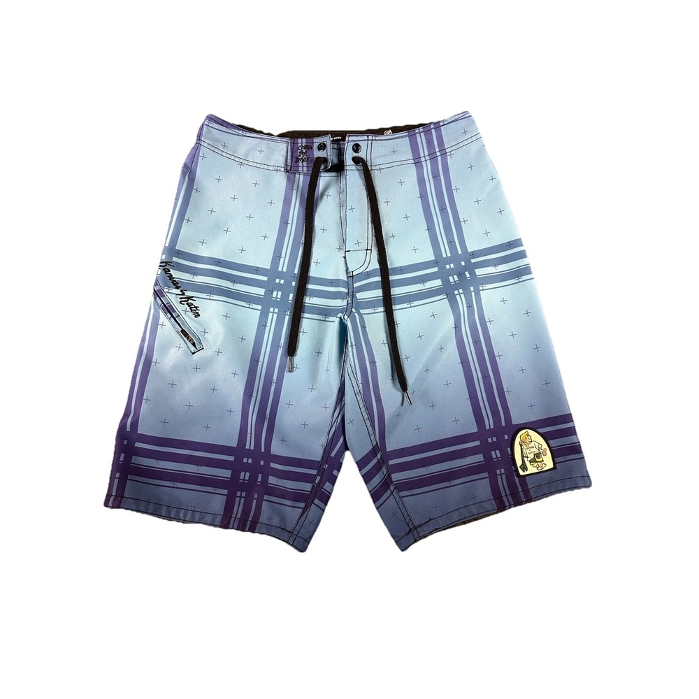 Katin By Kanvas Mens 30X12 Board Shorts Surf Swim Trunks Graphic Patch Logo Vtg